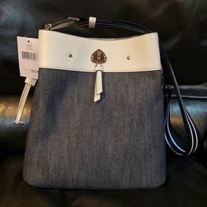 🔥🔥🔥NWT Kate Spade Marti Denim Large bucket Bag
